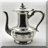 S98. Van Bergh silverplate footed teapot. 
